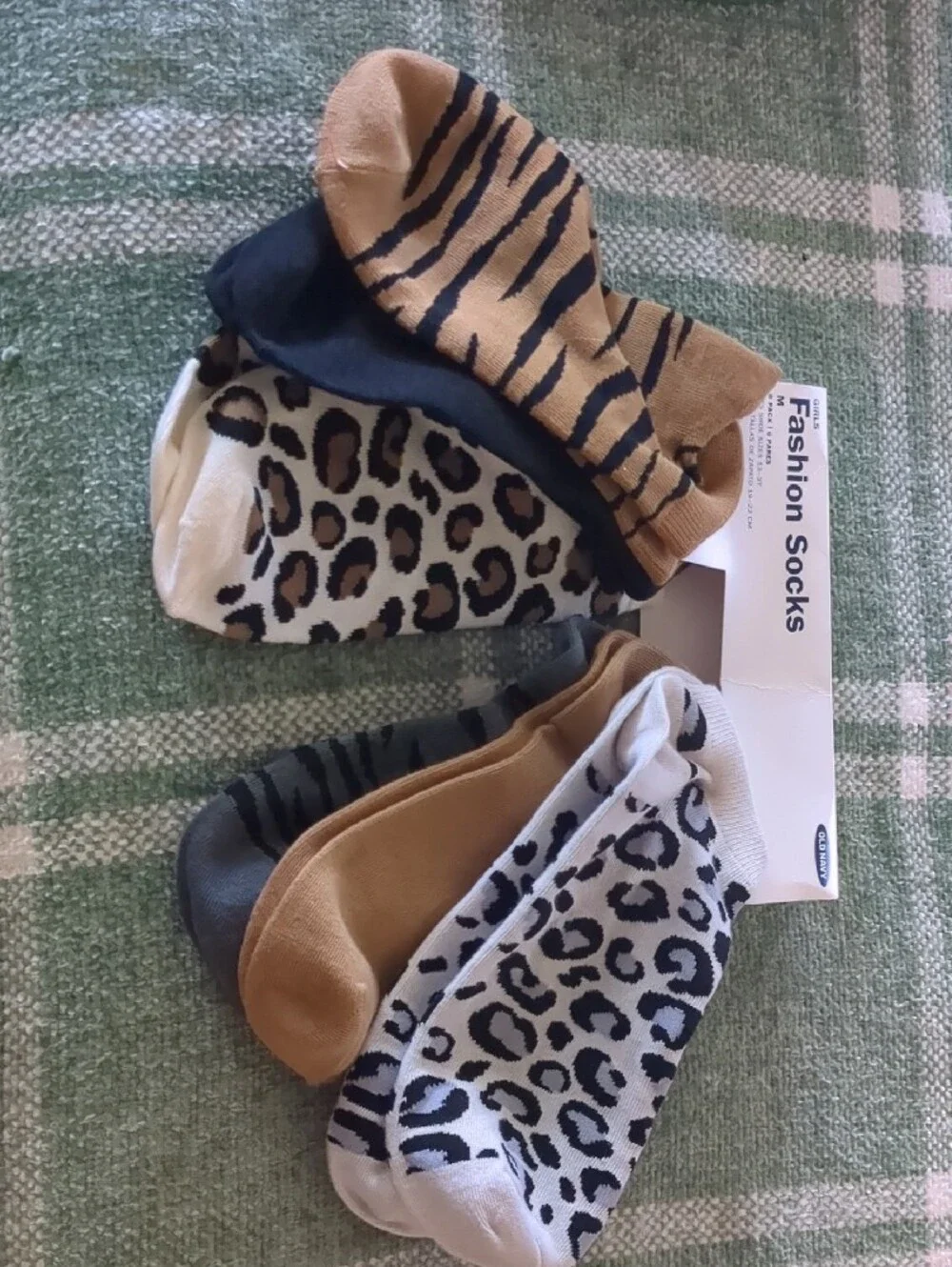 Old Navy Kids No-Show Socks Pack - Tan, Black & White Animal Prints